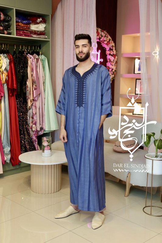 Qamis Chiheb bleu
