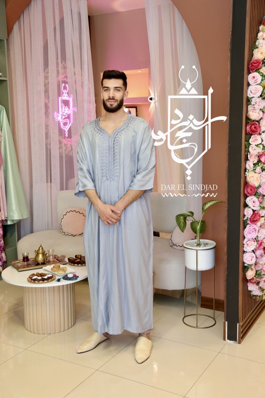 Qamis Chiheb bleu gris