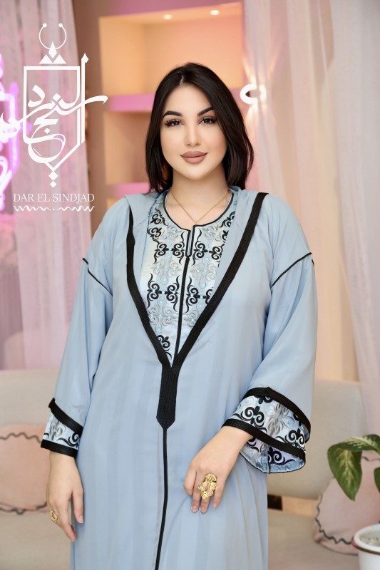 Djellaba Jawaher bleu gris