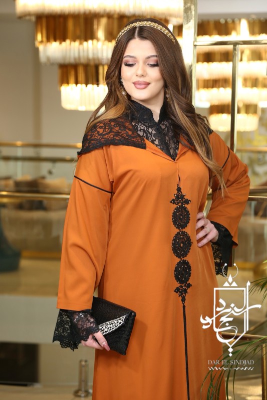 Djelaba Mohra Brique Dentelle