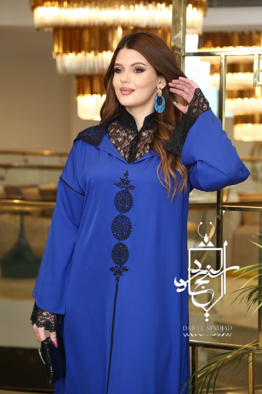 Djelaba Mohra Bleu Dentelle